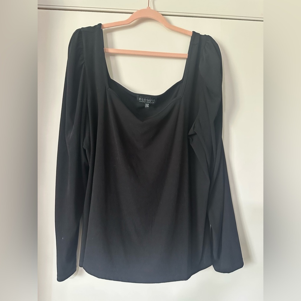 Eloquii Black Square neck shirt
